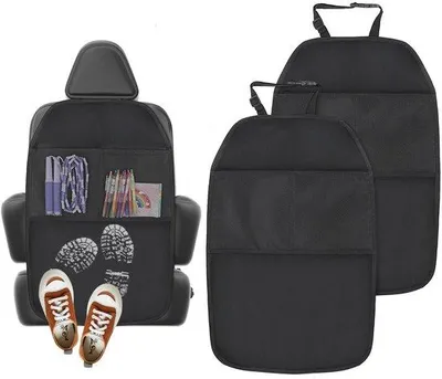 Immagine prodotto di Set di 2 coprisedili per bambini in stile Oxford con 2 ampie tasche, nero