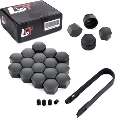 Produktbild von 20x Radschrauben Kappen Set 17 mm Anthrazit Diebstahlhemmend für VW SEAT SKODA