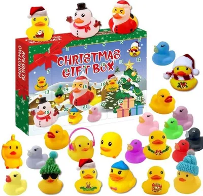 Produktbild von Weihnachts-Adventskalender mit Quietscheenten, Geschenkideen, Poolparty-Enten, Weihnachts-Blindbox