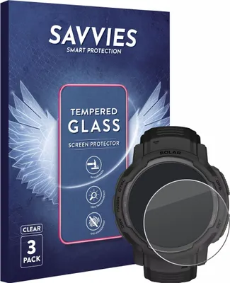 Produktbild von 3x Savvies Schutzglas für Garmin Instinct Crossover Solar Displayschutz 9H Glas klar transparent