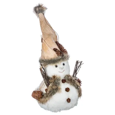 Obrázek produktu pro Vánoční figurka sněhuláka, 44 cm, bílá a béžová barva