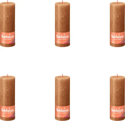 Produktbild von Bolsius - Rustikale Stumpenkerze - 190/68 - 1 Stück pro Packung - Gewürzbraun - Vorteilspack - 6 Stücke