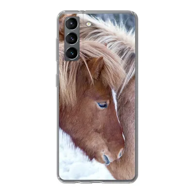 Produktbild von MuchoWow® Handyhülle Schutzhülle Hülle für Samsung Galaxy S21 Pferde - Fohlen - Schnee Silikon Softcase Handy Hülle - Softcase