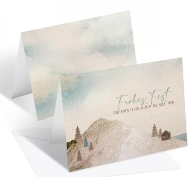 Produktbild von 10 Weihnachtskarten mit Umschlag Set modern hygge Frohes Fest Weihnachten DIN A6 quer