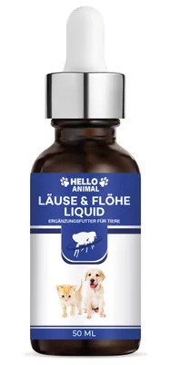 Produktbild von Hello Animal® Läuse und Flöhe Liquid - Flohmittel für Hund, Katzen und anderen Tieren – Hilfe gegen Flöhe und Läuse – Bekämpfung von Parasiten