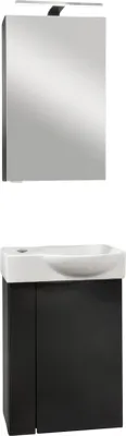 Produktbild von FACKELMANN SBC B.PARIS Gäste WC Waschtisch Set mit Spiegelschrank 45 cm breit, Schwarz matt, Türanschlag rechts  Eleganz und Funktionalität für Dein Badezimmer
