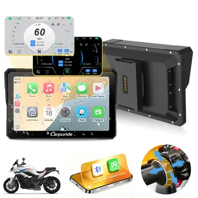 Produktbild von CARPURIDE 702BS für BM Motorräder, CarPlay & Android Auto, Original-Wonder-Wheel-Steuerung, Datenauslesung, Lichtsensor, Musikfreigabe & Intercom
