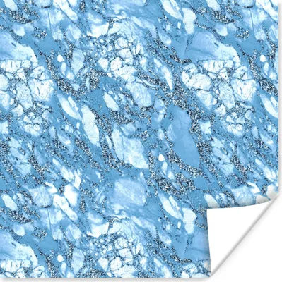 Produktbild von MuchoWow® Poster Marmor - Glitter - Blau 50x50 cm - Wohnzimmerdekoration