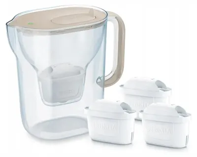 Zdjęcie produktu dla Dzbanek filtrujący BRITA Style ESSENTIAL XL w kolorze piaskowym + 3 wkłady filtrujące MX Pro Pure Performance