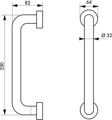Image de Barre droite de maintien, inox 304, longueur 350mm, Ø32mm, finition inox brossé - THIRARD