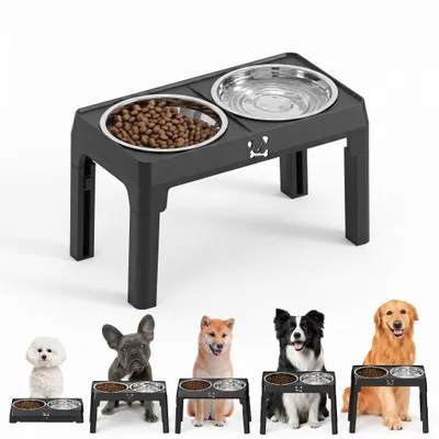 Produktbild von KANDONEX Hundenapf Erhöht – 2-in-1 Futterstation für Hunde & Katzen, Erhöhter Futternapf aus Edelstahl & robustem Kunststoff, Rutschfeste Reiseschale
