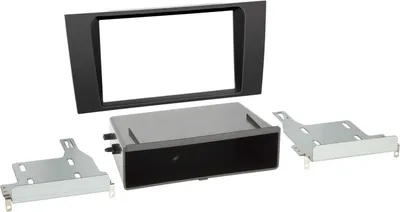 Image de Façade d'autoradio 2-DIN avec vide poche compatible avec Audi A4 02/1999-08/2001 noir
