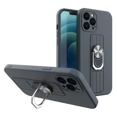 Image de Ring Case Coque en silicone avec prise pour les doigts et support pour Samsung Galaxy S21+ 5G (S21 Plus 5G) Bleu foncé