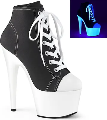 Obrázek produktu pro Pleaser | Tenisky na platformě - Adore-700SK-02 - EU 38 - černá/neonově bílá - Vysoké podpatky - UV světlo