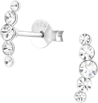 Produktbild von Ohrringe Ohrstecker 925 Sterling Silber vergoldet mit Kristallen Material - Silber
