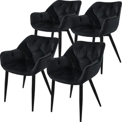 Produktbild von ML-Design 4er Set Esszimmerstuhl mit Rückenlehne, Schwarz, aus Samt