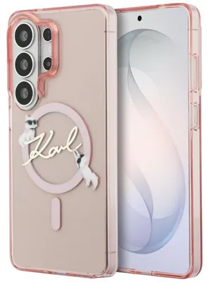 Immagine prodotto di Custodia per cellulare Galaxy S26 Ultra, Lagerfeld IML Print MagSafe, trasparente rosa con Choupette