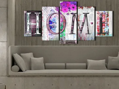 Produktbild von Akustikbild Home 200x100 cm Bilder Akustikschaum Hochleistungsschallabsorber Schallschutz Leinwand 5 tlg Wandbild Raumakustik Schalldämmung 020115-66