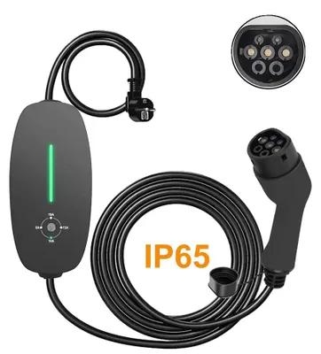 Imagen del producto de Cargador portátil para vehículos eléctricos, con corriente ajustable, resistente a la intemperie, tipo 2