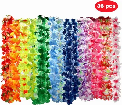 Produktbild von Hawaii Kette, 36 Stück Hawaii Blumenketten für Hawaii Party Deko, Girlande, Beachparty, Mottoparty