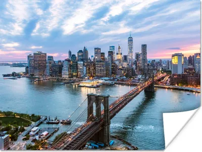 Produktbild von MuchoWow® Poster New York - Brücke - Skyline 120x90 cm - Wandbild