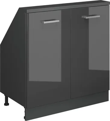 Zdjęcie produktu dla Szafka kuchenna na dach skośny Vicco R-Line Antracyt wysoki połysk 80 cm z 2 drzwiami, Model 58053