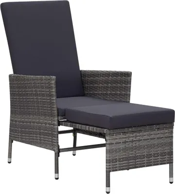 Produktbild von vidaXL Garten-Liegestuhl mit Auflagen Poly Rattan Grau