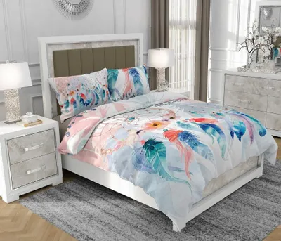 Produktbild von Bettwäsche 140x200 cm + 2x70x80 cm, 3-teilig, 100% Baumwolle, Satin, Reißverschluss, Bunt - SOVIO | So.0319