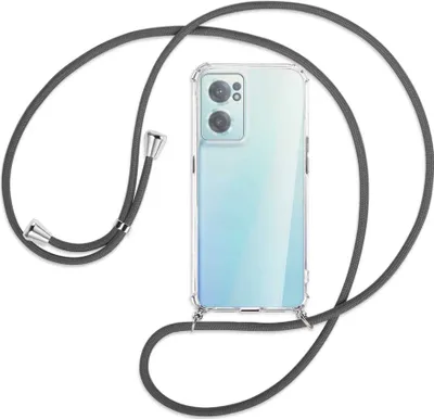 Produktbild von Handykette Backcover-Schutzhülle mit Band (Metall silberfarben) für OnePlus Nord 2 CE - dunkelgrau