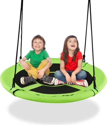 Produktbild von GOPLUS Nestschaukel, Ø 100cm Schaukeln, bis zu 150kg, Höhenverstellbar Hängeschaukel, Rundschaukel fur Kinder und Erwachsene