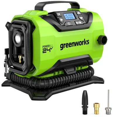 Produktbild von Greenworks G24IN Akku Luftpumpe, 11 Bar, Nieder- oder Hochdruck, automatische Ab