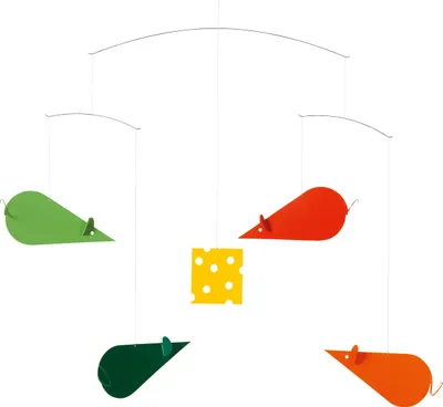 Produktbild von Flensted Mobiles - Käsemäuse Mobile, grün & orange