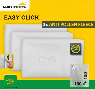 Produktbild von Schellenberg 3er-Set Pollenschutzvlies für Fliegengitter Fenster Easy Click, Ersatz für Pollenschutzgitter, weiß, 130 x 150 cm, 70473