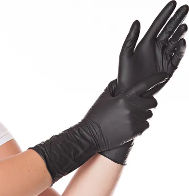 Obrázok produktu pre Hygostar 270038 Nitrilhandschuhe Safe Long schwarz Gr. 10/XL puderfrei Länge 30 cm