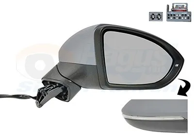 Produktbild von VAN WEZEL 5769818 Außenspiegel Seitenspiegel Rechts für VW Golf Sportsvan (AM1, AN1) Konvex Beheizt Grundiert