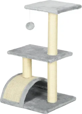 Immagine prodotto di Fortuna Lai Tiragraffi 72 cm Torre per gatti con palline di peluche, tronchi di sisal, piattaforma, tavola per graffiare Grigio chiaro