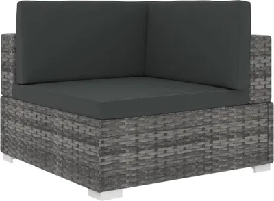 Image de vidaXL Canapé d'angle modulaire 1 pièce + coussins Poly rotin gris