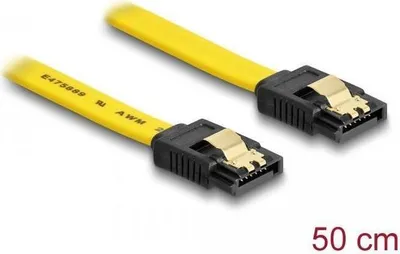 Produktbild von SATA 6 Gb/s Kabel 50 cm gelb mit Metallclips