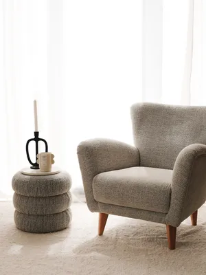Image de Hanah Home, Teddy - Grey, fauteuil à oreilles, 100 % BOIS, gris, 85 x 85 x 82 cm