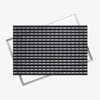 Produktbild von POLENTEX Aluminium Fußmatte für Türen, 60x40 cm, 17 mm Profilhöhe, Bürste + Gummi, Farbe: Schwarz, für Innen- und Außenbereiche