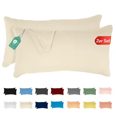 Produktbild von Jersey Kissenbezug 2er Set 50x70 cm 100% Baumwolle Creme