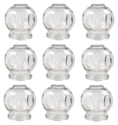Produktbild von Schröpfgläser Set aus Glas, Cupping für Wellness, Vakuum Massage & kosmetische Anwendungen, Glas Schröpfset für Entspannung, Banki (9 Stück, 10 cm)