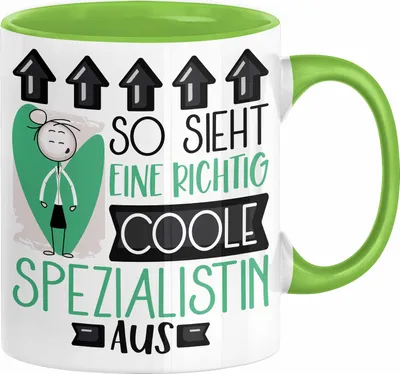 Produktbild von Spezialistin Geschenk Tasse Lustig Geschenkidee für Spezialistin Geburtstag So Sieht Eine Richtig Coole Spezialistin Aus Frauen Spruch (Grün)