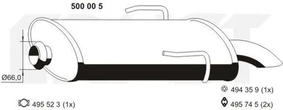 Produktbild von ERNST 500005 Endschalldämpfer passend für PEUGEOT 106 II Schrägheck (1A, 1C) Auspuff