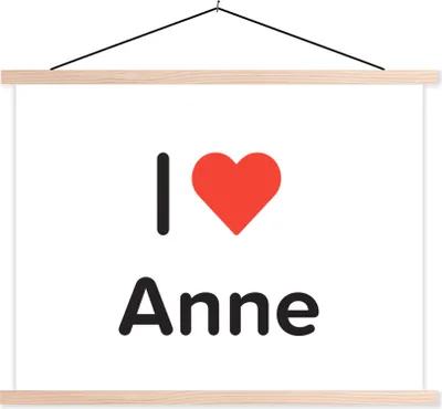 Produktbild von MuchoWow® Textilposter Ich liebe - Anne - Mädchen 40x30 cm mit holzfarbenen Rahmen - Bilder