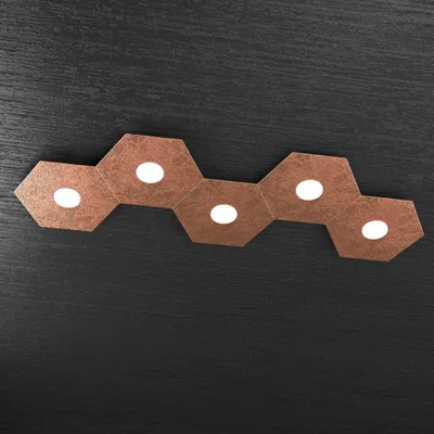 Immagine prodotto di Plafoniera Moderna Hexagon Metallo Foglia Rame 5 Luci Led 12X5W