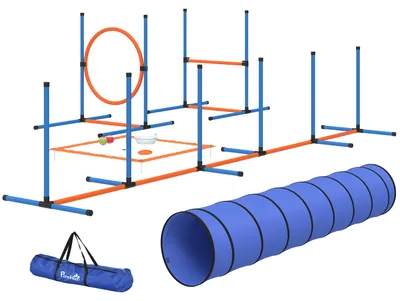 Produktbild von PawHut Hundetrainings-Set für Agility, 8-teiliges Set für den Garten