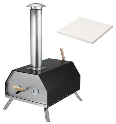 Immagine prodotto di Forno per pizza Bremermann (prodotto di seconda scelta) con pietra per pizza inclusa (30x2x30 cm) / per bricchetti, carbone, pellet