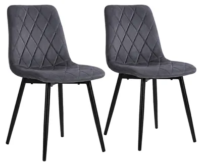 Imagen del producto de Relaxdays, juego de 2 sillas de comedor, terciopelo, patas de metal, capacidad de 120 kg, ideales para salón y cocina, silla de cocina acolchada, color antracita