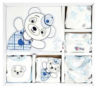 Produktbild von Teddy Baby Erstausstattungspaket 10-teilig aus 100% Baumwolle - Neugeborenen Set Blau